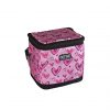 COOL*SAFE-Kühltasche in der Größe S, mit pinkem Stoff und Herzchenmuster, schwarzem Reißverschluss und Schultergurt.